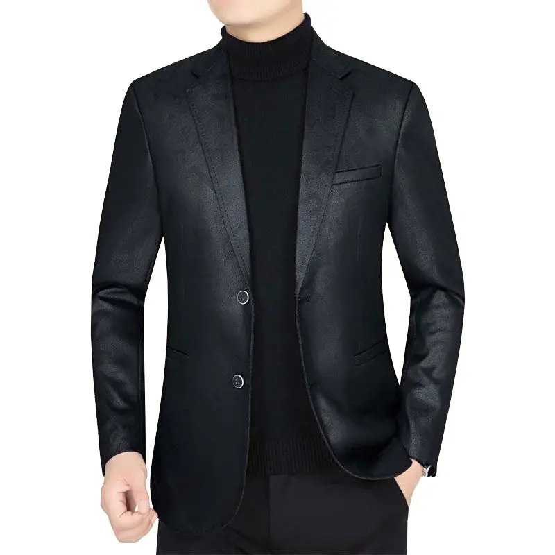 Luxurious Men Genuine Leather Blazers Jackets Slim Fit Suits Coats Quality Male Business Casual Genuine Leather Suits Jackets 4X