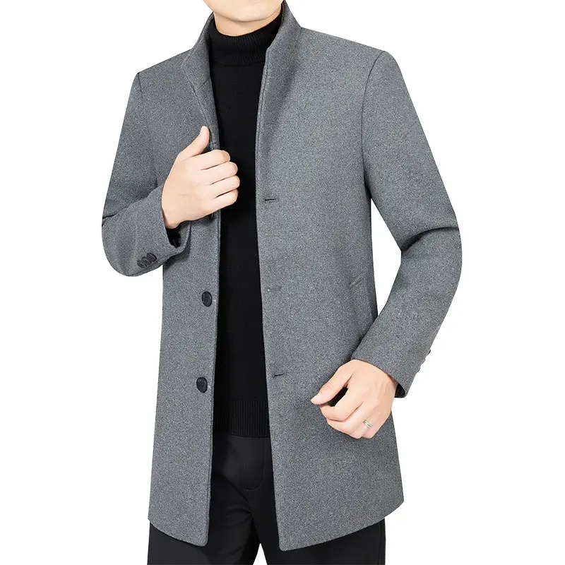 New Winter Men Business Casual Overcoats Woollen Blends Man Cashmere Trench Coats Quality Male Thicker Warm Long Jackets Size 4X