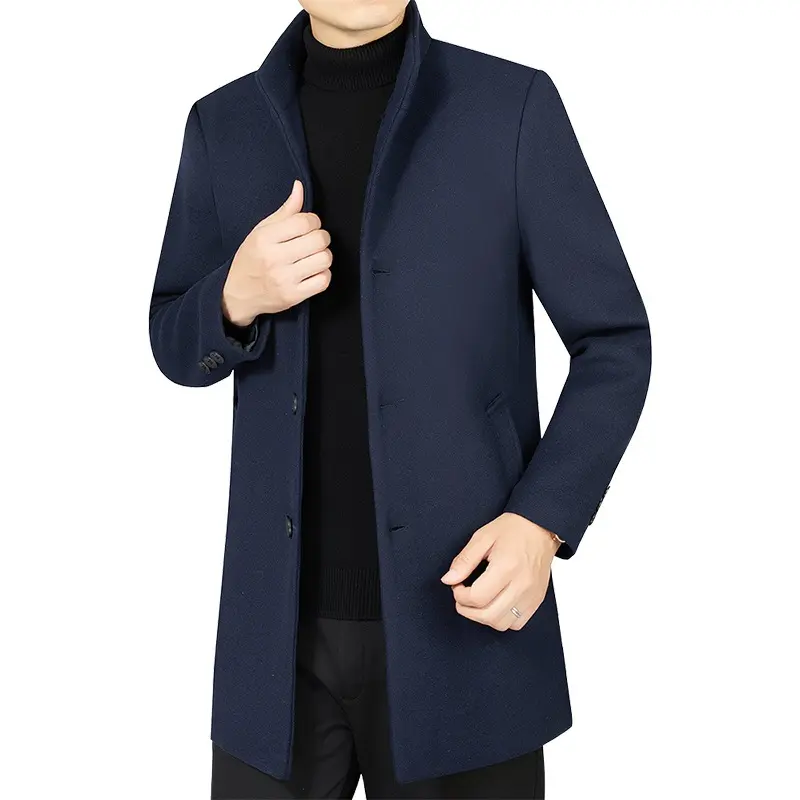 New Winter Men Business Casual Overcoats Woollen Blends Man Cashmere Trench Coats Quality Male Thicker Warm Long Jackets Size 4X