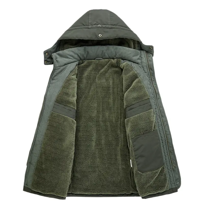 New Winter Men Hooded Long Down Jackets Fleece Warm Parkas Man Multiple Pockets Cargo Coats Quality Man Loose Tooling Jackets 4X