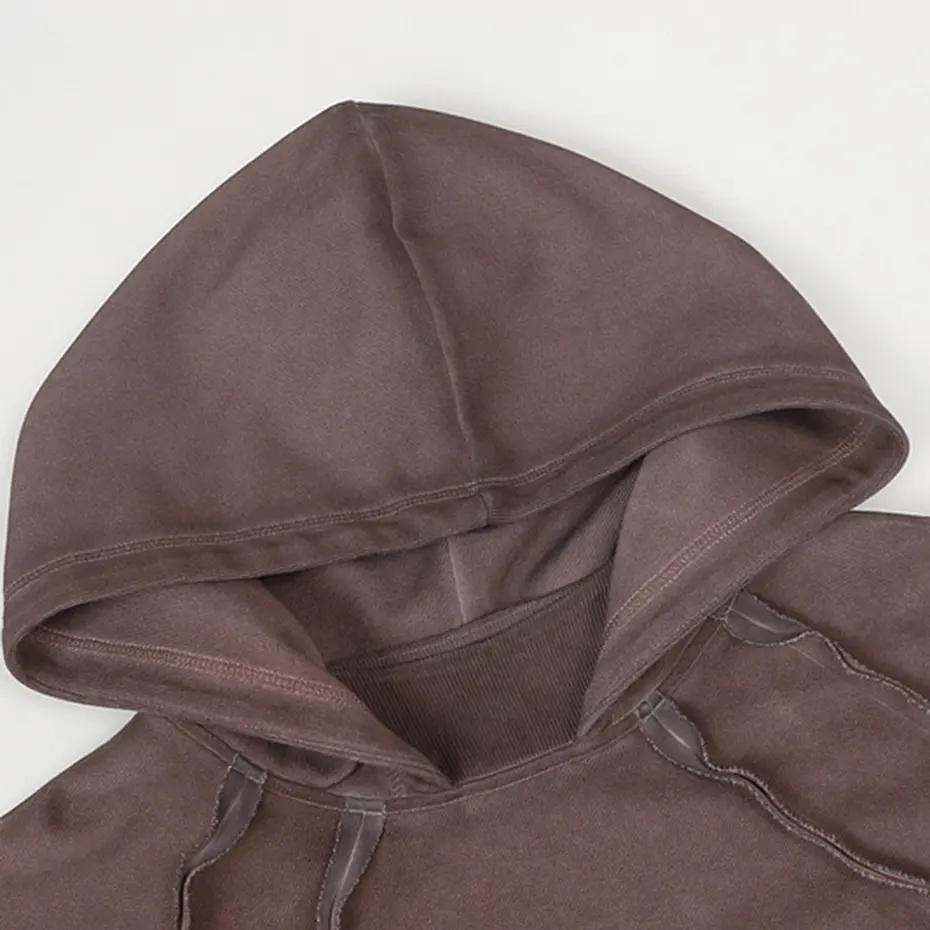Streetwear Hip Hop Hoodies Pleated Patchwork Vintage Oversized Hoodies Men Harajuku Retro Pullover Hoodie Sweatshirts
