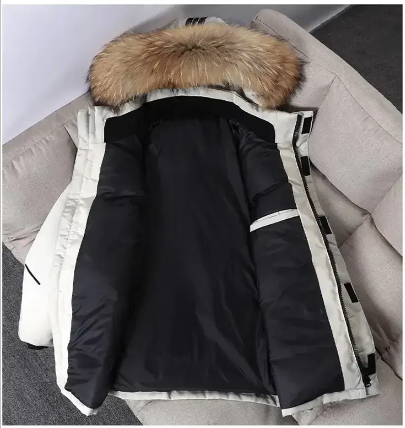Men Winter Duck Down Coats Hooded Fur Collar Casual Long Puffer Jackets Quality Male Outdoor Windproof Warm Winter Parkas 4XL