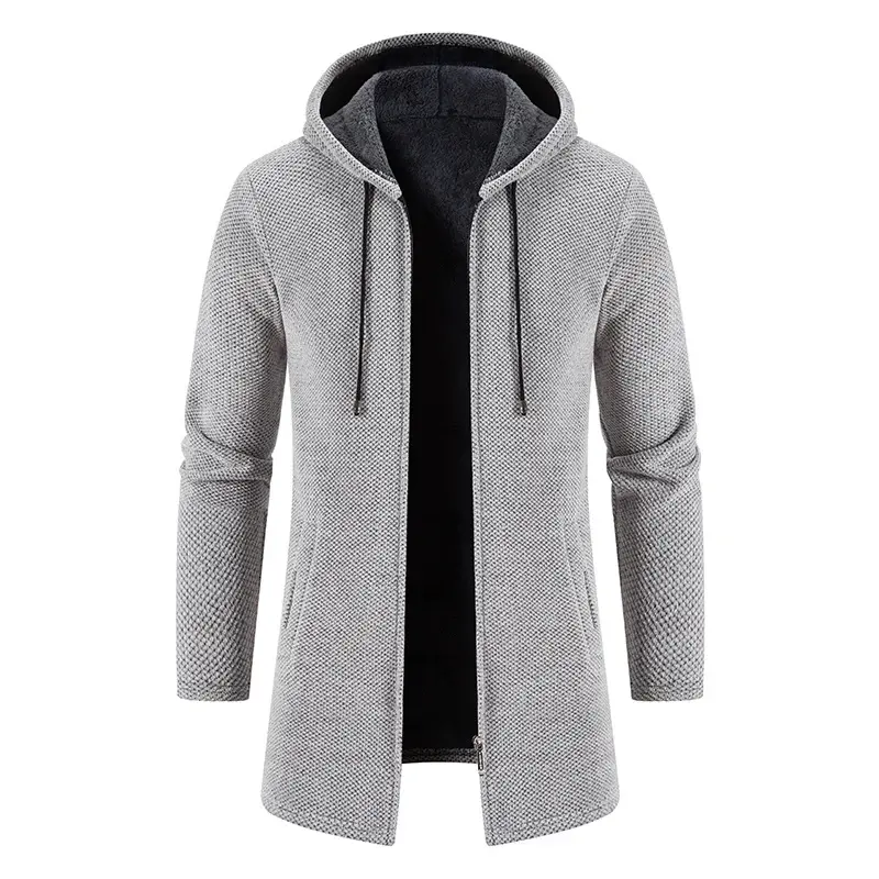Men Hooded Long Cardigans Sweaters New Fashion Men Winter Outwear Casual Sweatercoats Fleece Thicker Warm Sweaters Size 4XL