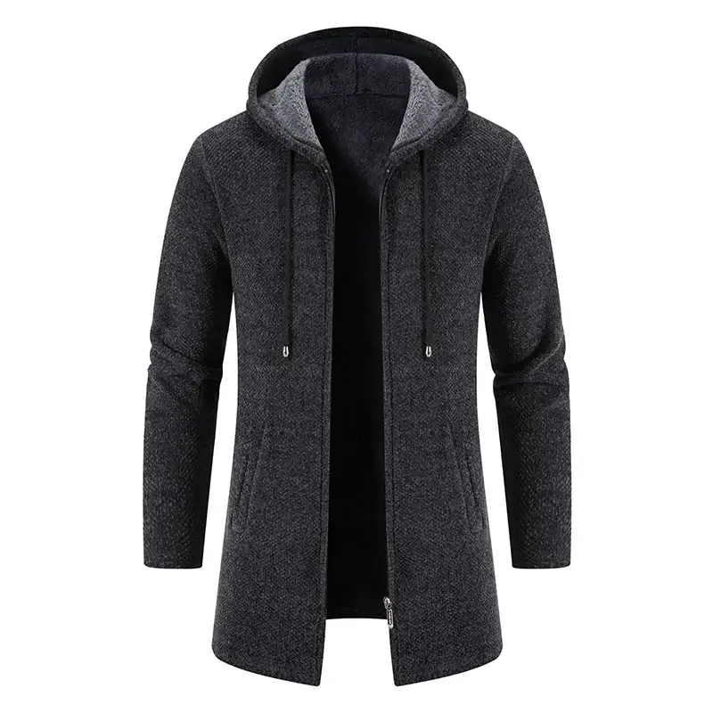 Men Hooded Long Cardigans Sweaters New Fashion Men Winter Outwear Casual Sweatercoats Fleece Thicker Warm Sweaters Size 4XL