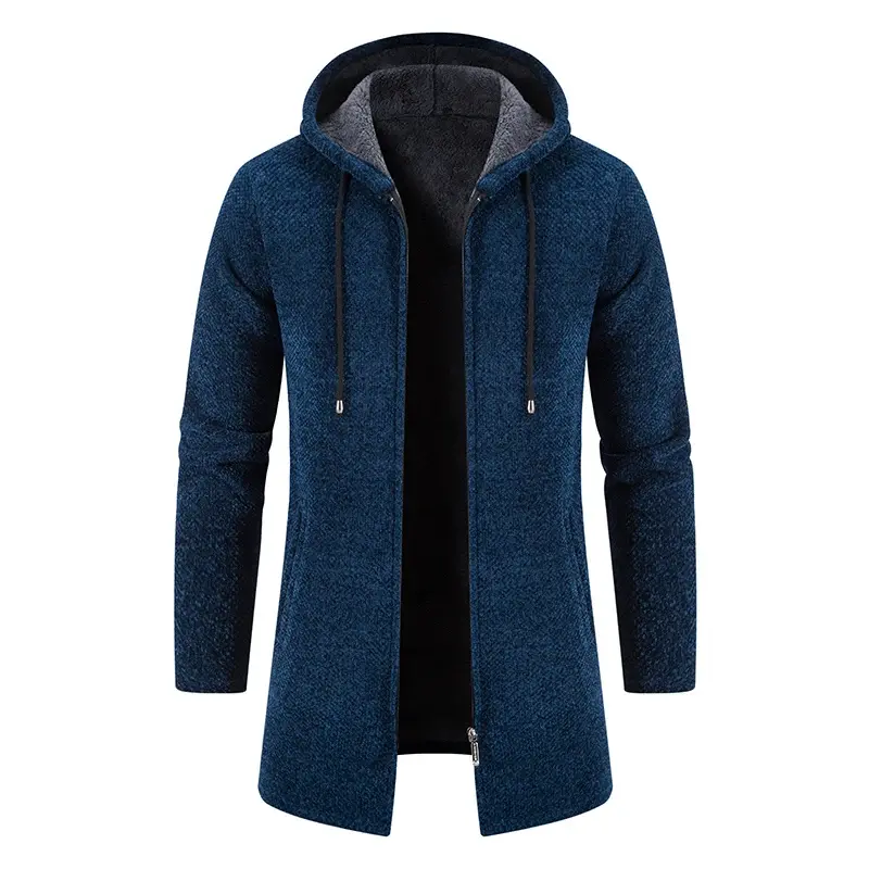 Men Hooded Long Cardigans Sweaters New Fashion Men Winter Outwear Casual Sweatercoats Fleece Thicker Warm Sweaters Size 4XL