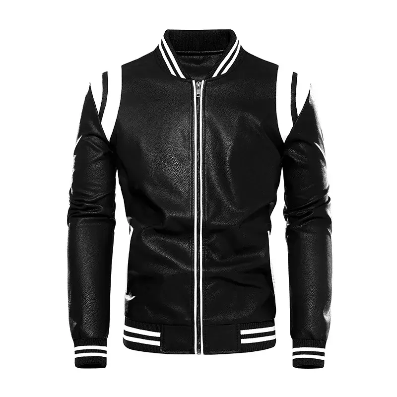 Men Motorcycle Leather Jackets Slim Casual PU Leather Coats Good Quality Male Fit Stand Collar Leather Jackets And Coats Size 3X