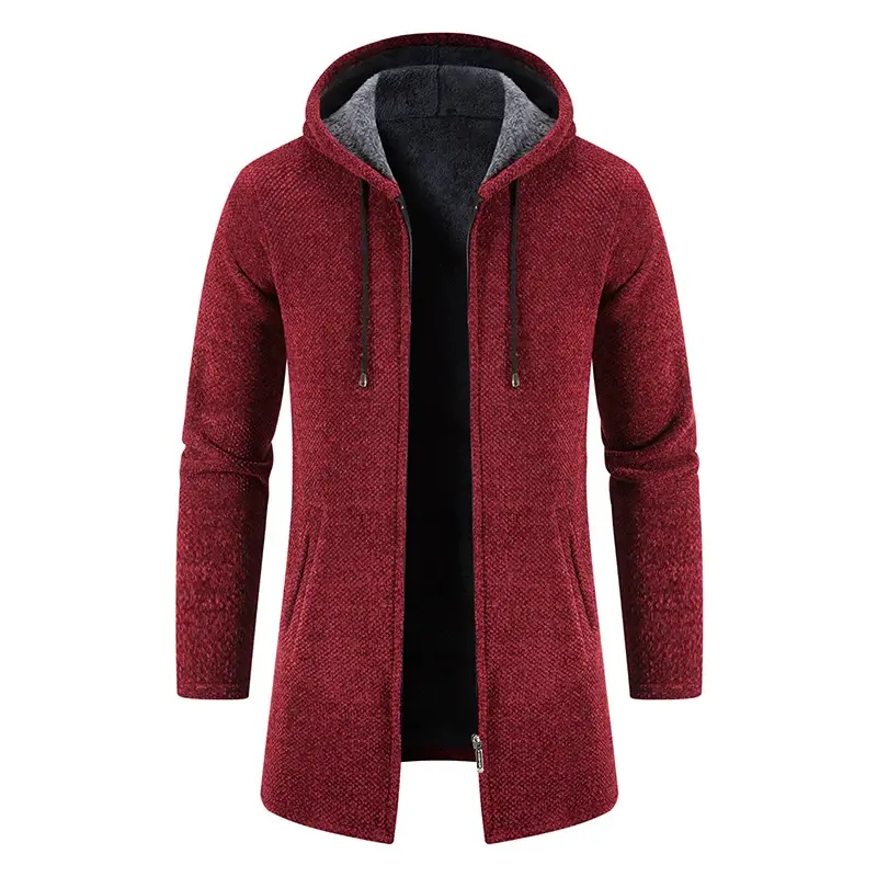 Men Hooded Long Cardigans Sweaters New Fashion Men Winter Outwear Casual Sweatercoats Fleece Thicker Warm Sweaters Size 4XL