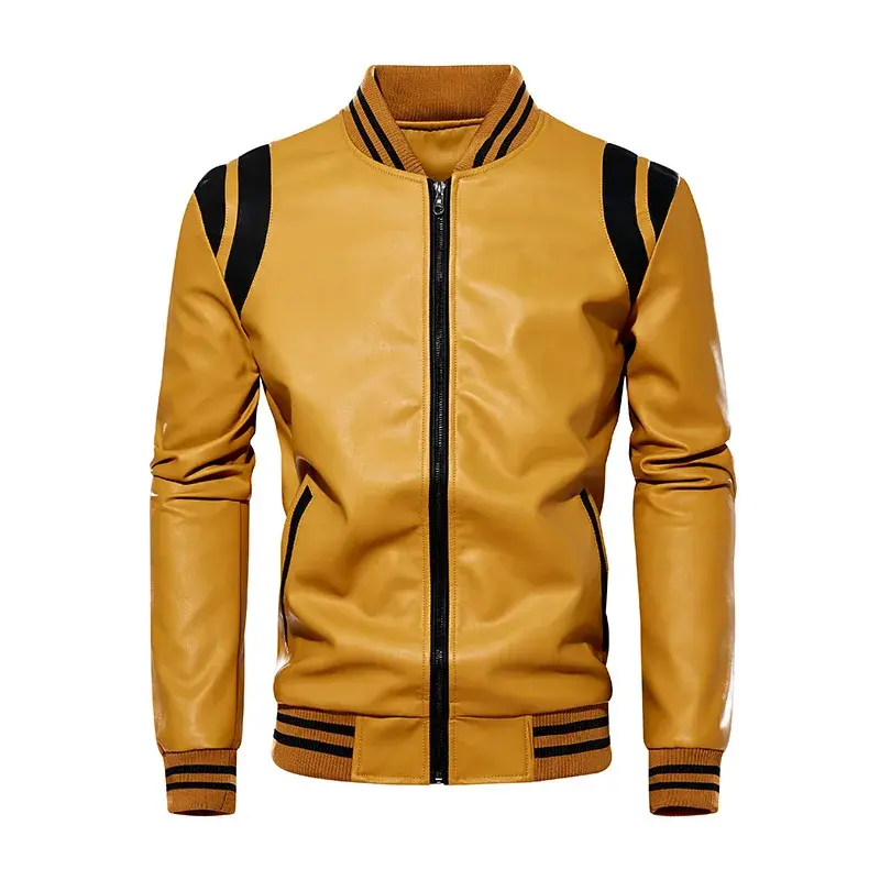 Men Motorcycle Leather Jackets Slim Casual PU Leather Coats Good Quality Male Fit Stand Collar Leather Jackets And Coats Size 3X