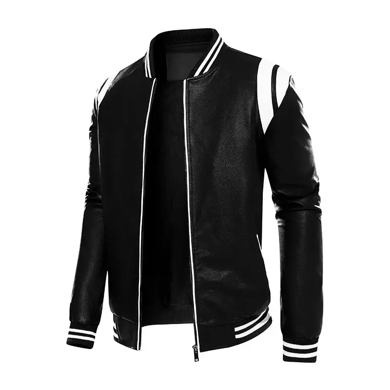 Men Motorcycle Leather Jackets Slim Casual PU Leather Coats Good Quality Male Fit Stand Collar Leather Jackets And Coats Size 3X