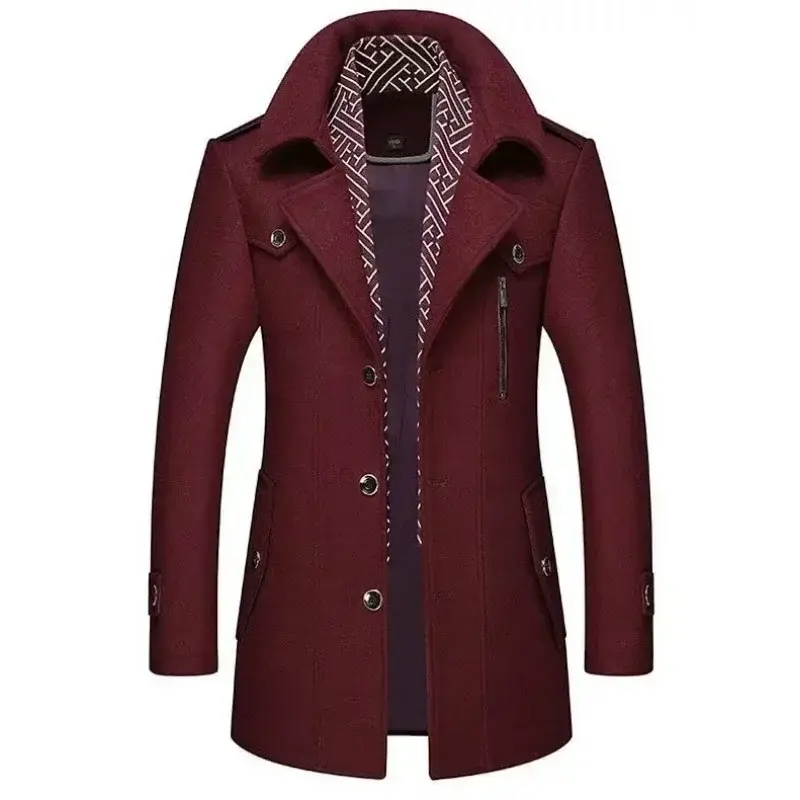 New Winter Men Business Casual Woolen Blends Cashmere Trench Coats Long Jackets Man Fleece Jackets Overcoats Wool Blends Size 4X