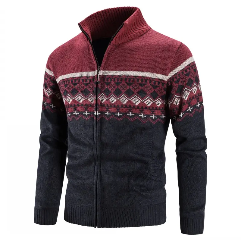 Men Cardigans Jackets Winter Sweatercoats High Quality  Male Thicker Warm Casual Cardigans Slim Fit Stand-up Collar Sweaters 3XL