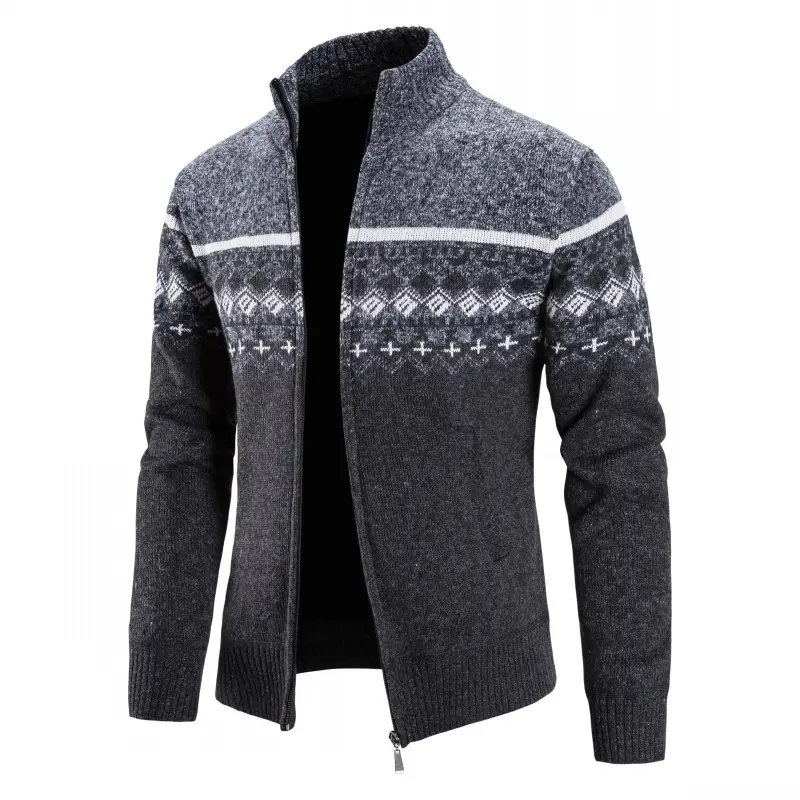 Men Cardigans Jackets Winter Sweatercoats High Quality  Male Thicker Warm Casual Cardigans Slim Fit Stand-up Collar Sweaters 3XL