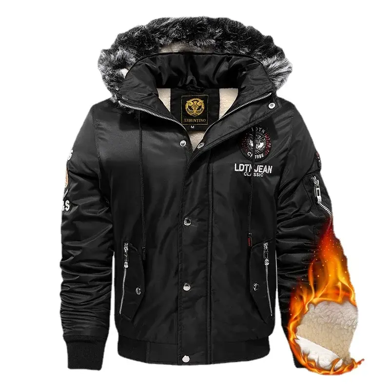 Men Winter Hooded Down Jackets Fleece Parkas Warm Coats New Male Outwear Casual Winter Coats Good Quality Men Slim Fit Jackets 4