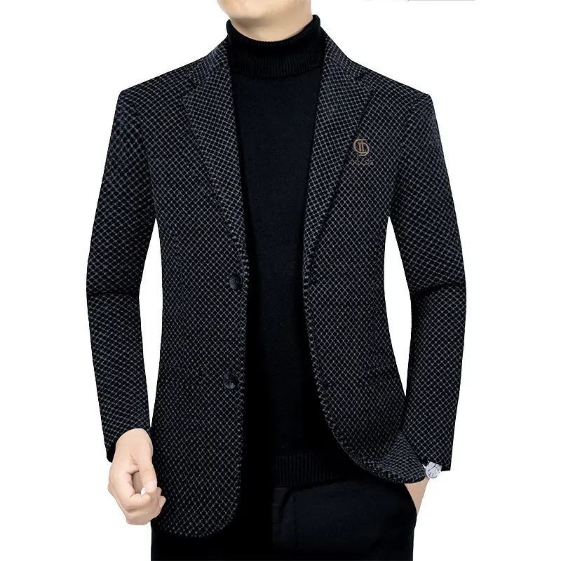High Quality New Winter Men Plaid Business Casual Blazers Jackets Formal Wear Suits Coats Man Slim Fit Blazers Jackets Size 4XL