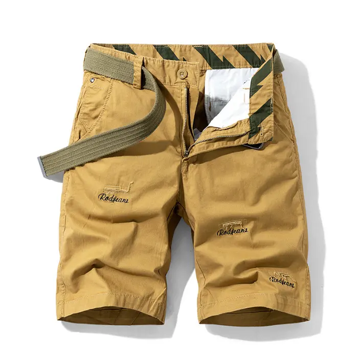 New Summer Men Cotton Jogger Casual Shorts Man Loose Tooling Short Pants Quality Male Straight Loose Shorts With Belts Size 38