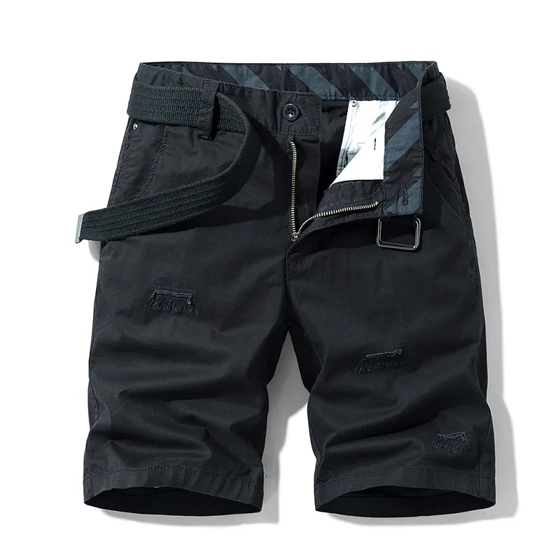 New Summer Men Cotton Jogger Casual Shorts Man Loose Tooling Short Pants Quality Male Straight Loose Shorts With Belts Size 38