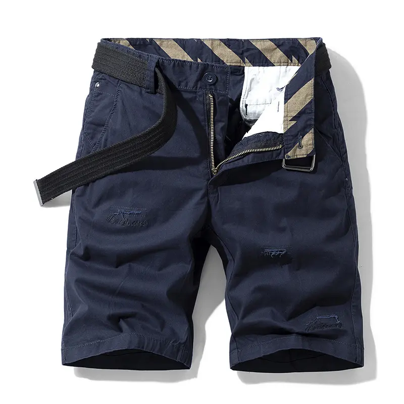 New Summer Men Cotton Jogger Casual Shorts Man Loose Tooling Short Pants Quality Male Straight Loose Shorts With Belts Size 38