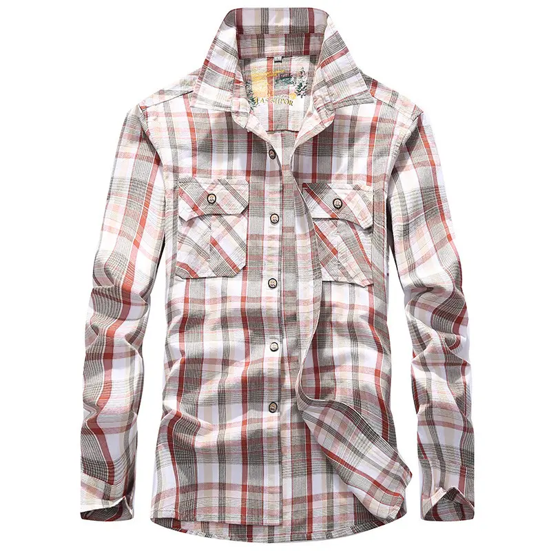 New Spring Men Long-sleeved Plaid Casual Shirts High Quality Male Cotton 100% Outdoor Loose Shirts Man Large Size Shirts 4XL