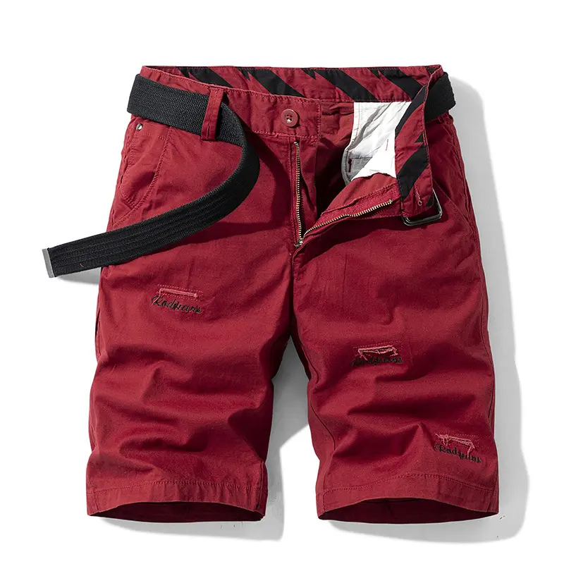 New Summer Men Cotton Jogger Casual Shorts Man Loose Tooling Short Pants Quality Male Straight Loose Shorts With Belts Size 38