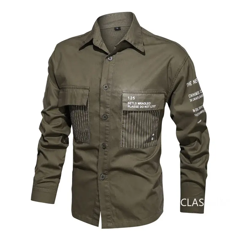 Men Military Multi-pockets Long-sleeved Tooling Shirts Male Cotton Outdoor Casual Shirts Quality Man Large Size Solid Shirts 6XL