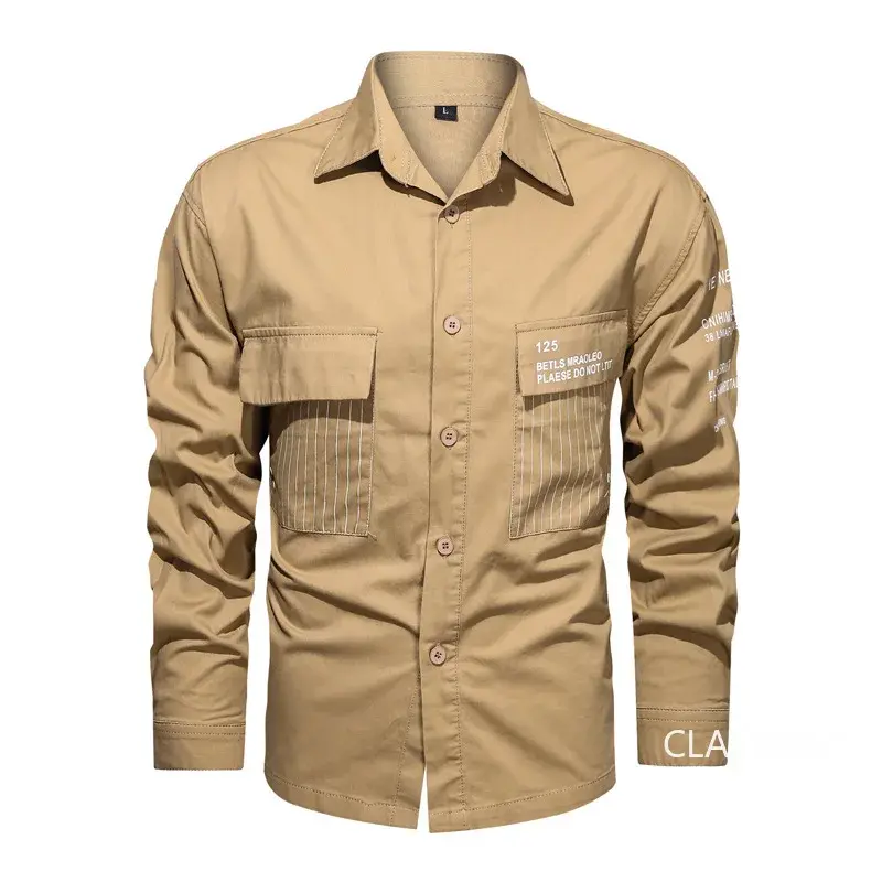 Men Military Multi-pockets Long-sleeved Tooling Shirts Male Cotton Outdoor Casual Shirts Quality Man Large Size Solid Shirts 6XL