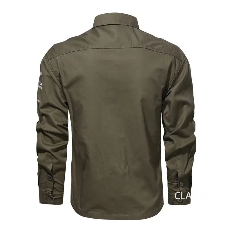 Men Military Multi-pockets Long-sleeved Tooling Shirts Male Cotton Outdoor Casual Shirts Quality Man Large Size Solid Shirts 6XL