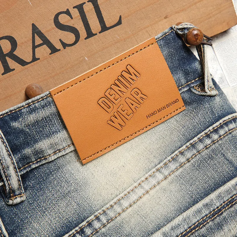 New Summer Men Retro Punk Denim Shorts Jeans Good Quality Male Cotton Straight Fit Shorts Fashion Ripped Knee Length Jeans 42