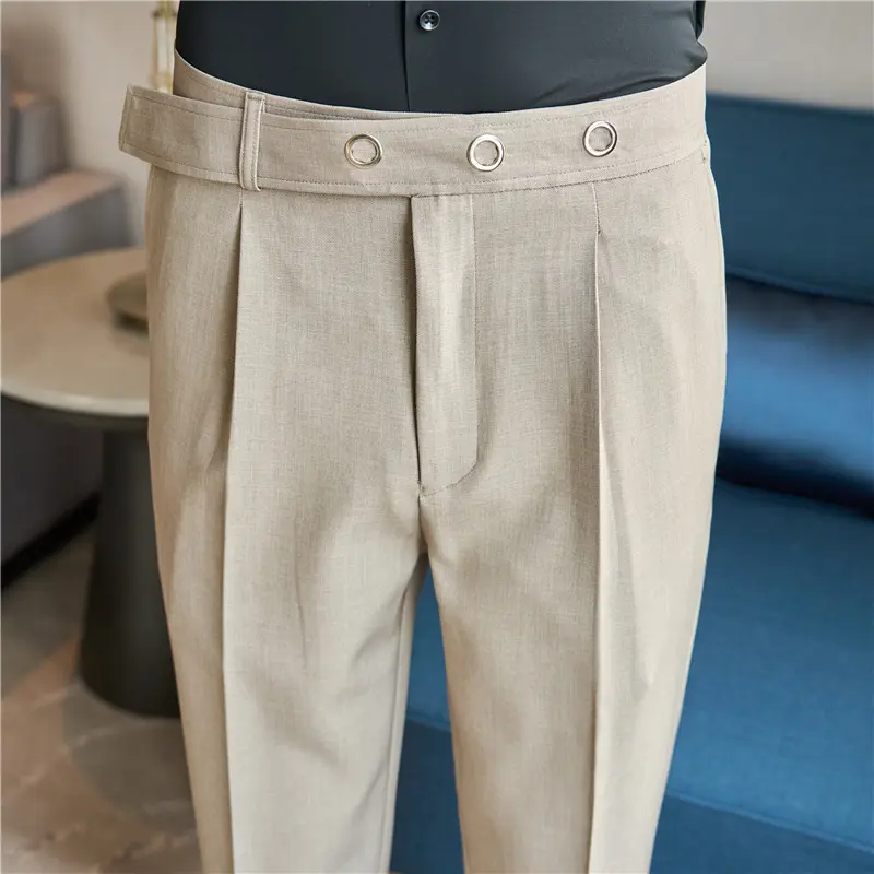 Men Belt Design Boutique Formal Wear Wedding Dress Trousers High Quality Male Business Casual Slim Fit Suits Pants Size 3XL