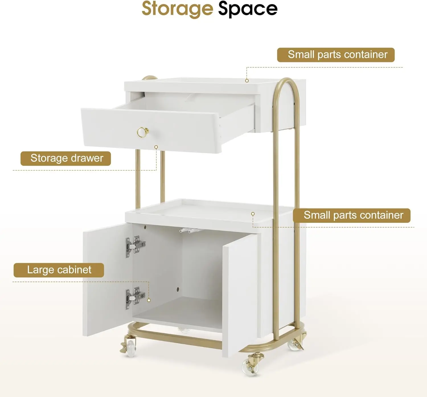 Salon Trolley with Universal Wheels, Storage Rolling Cart with Drawer, Barber Shop Tool Organizer for Hair Stylist