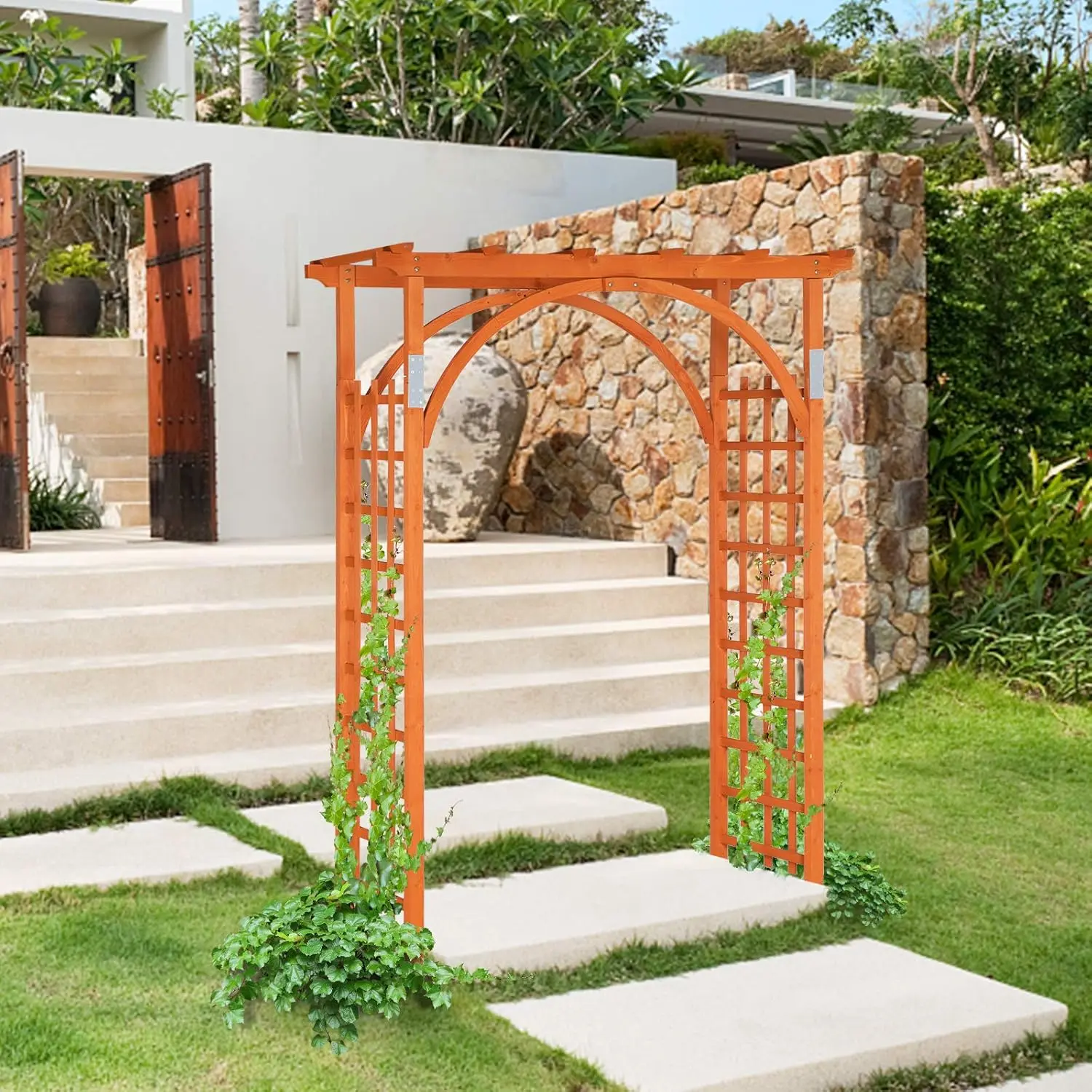 85in Wooden Arbor, Wedding Arch for Ceremony, Wood Trellis for Plant Climbing, Christmas Decor Pergola for Garden Backyard