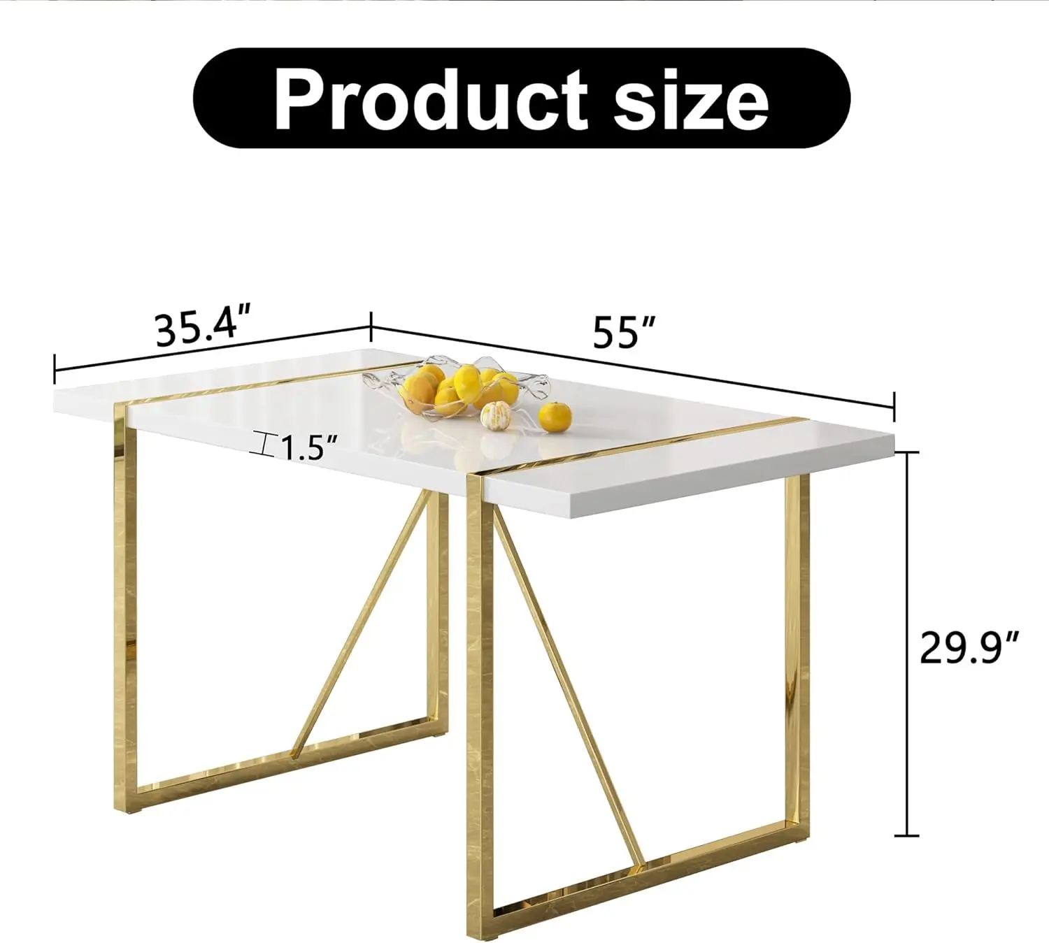 7 Piece Dining Table Set for Dining Room, Kitchen Table and Chairs Set for 6, Modern Dining Table Set for 6 with Metal Frame