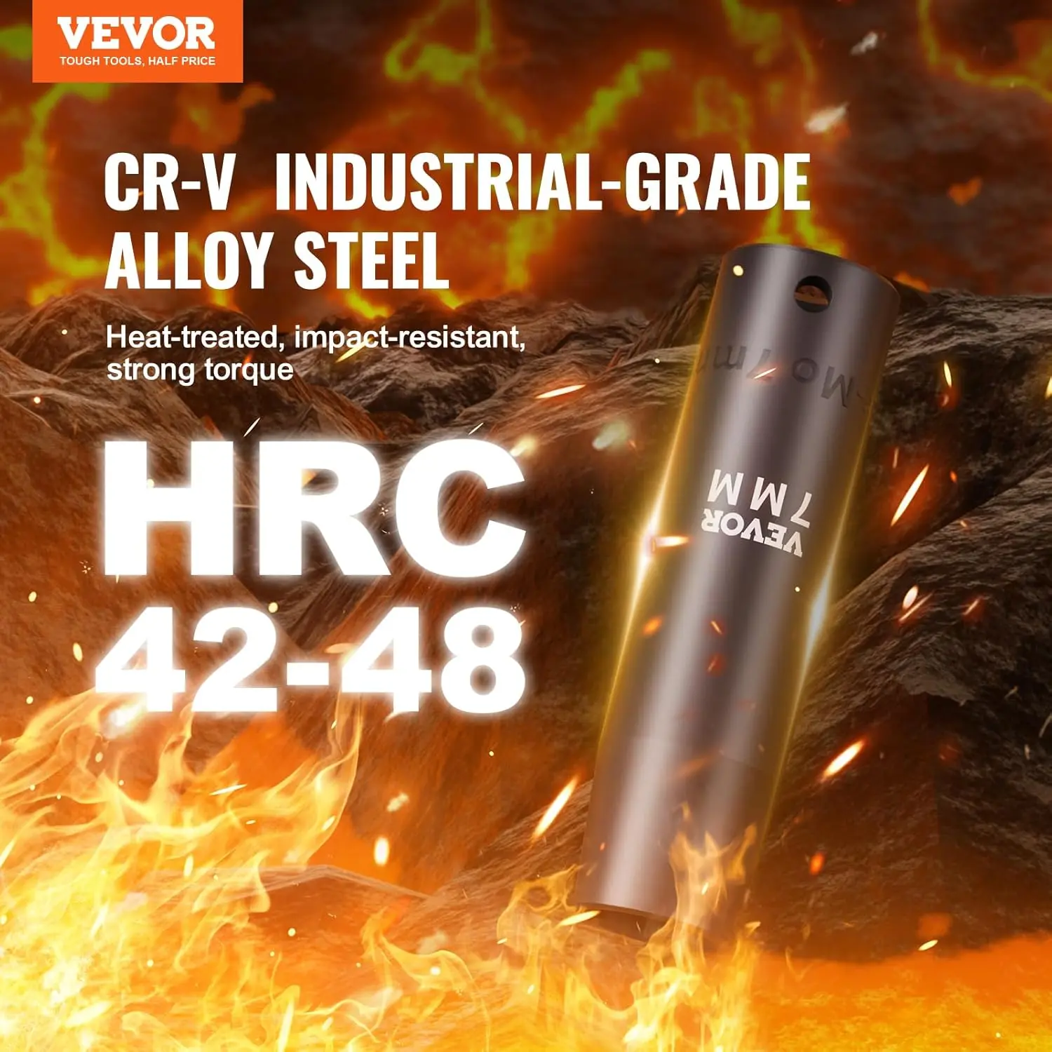 1/2" Drive Impact Socket Set, 65 Piece SAE 3/8" to 1-1/4" and Metric 10-24mm, 6 Point Cr-V Alloy Steel for Auto Repair