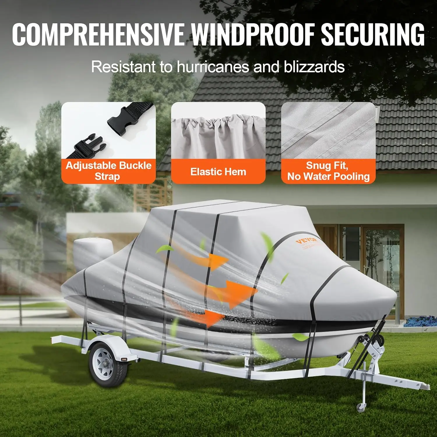 T Top Boat Cover 24-26 ft Waterproof Trailerable T-Top Boat Cover, 600D Marine Grade PU Oxford, with Windproof Buckle Straps