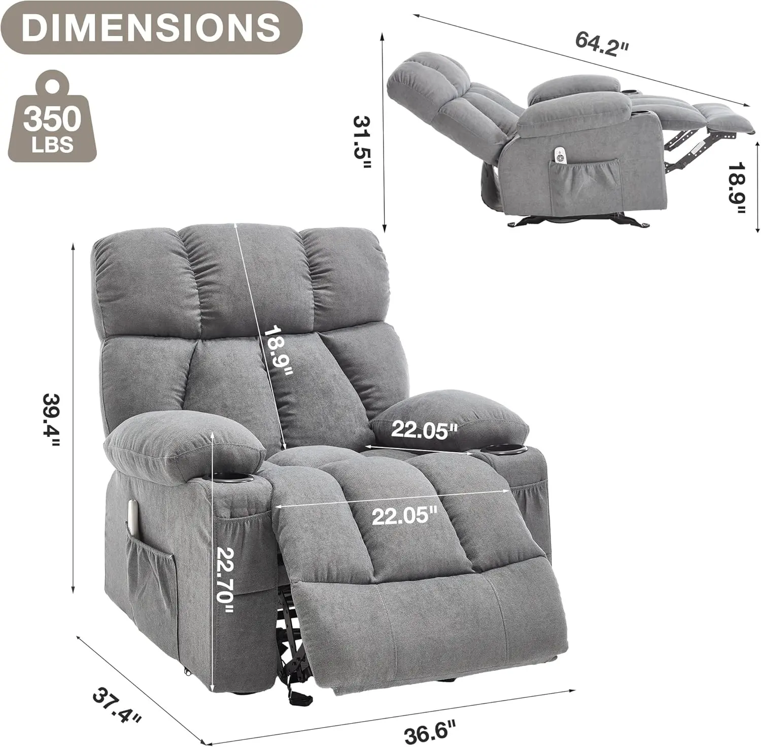 Massage Rocker Recliner Chair with Heat and Vibration Ergonomic Rocking Lounge Chair for Living Room Comfy Overstuffed Recliner