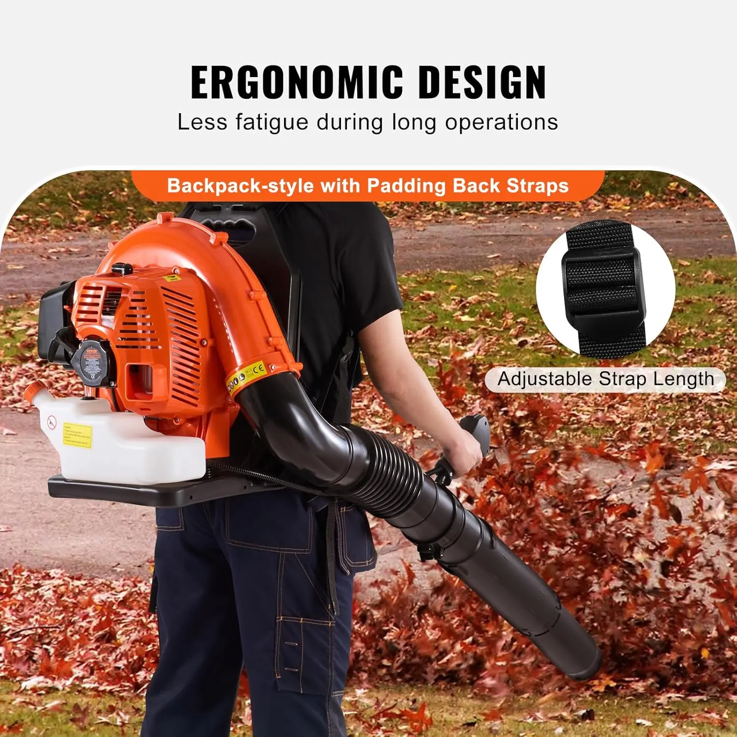 79cc Backpack Gas Leaf Blower, 2-Cycle Gas Powered Backpack Blower with 3L Fuel Tank, 930CFM Air Volume 184MPH Speed