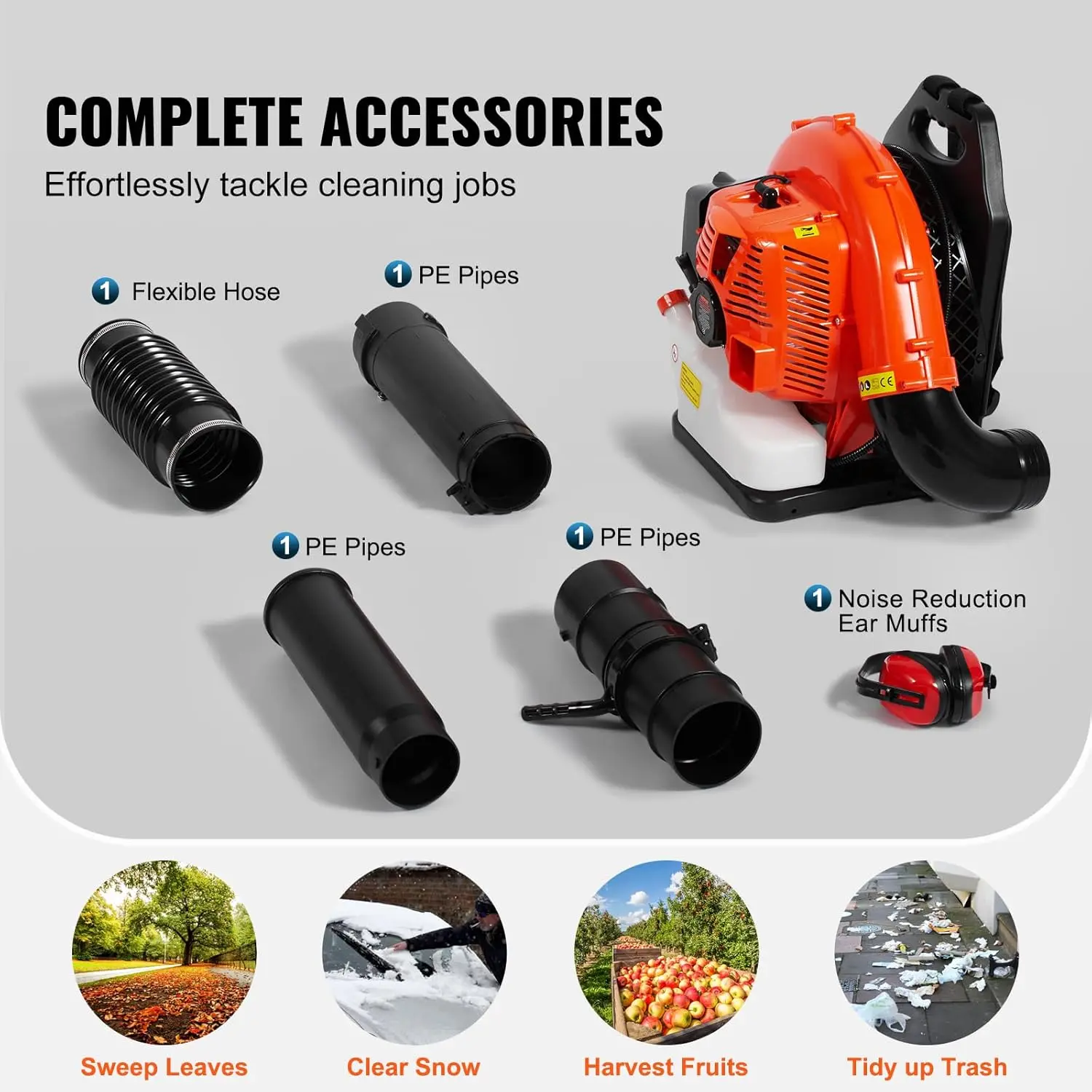 79cc Backpack Gas Leaf Blower, 2-Cycle Gas Powered Backpack Blower with 3L Fuel Tank, 930CFM Air Volume 184MPH Speed