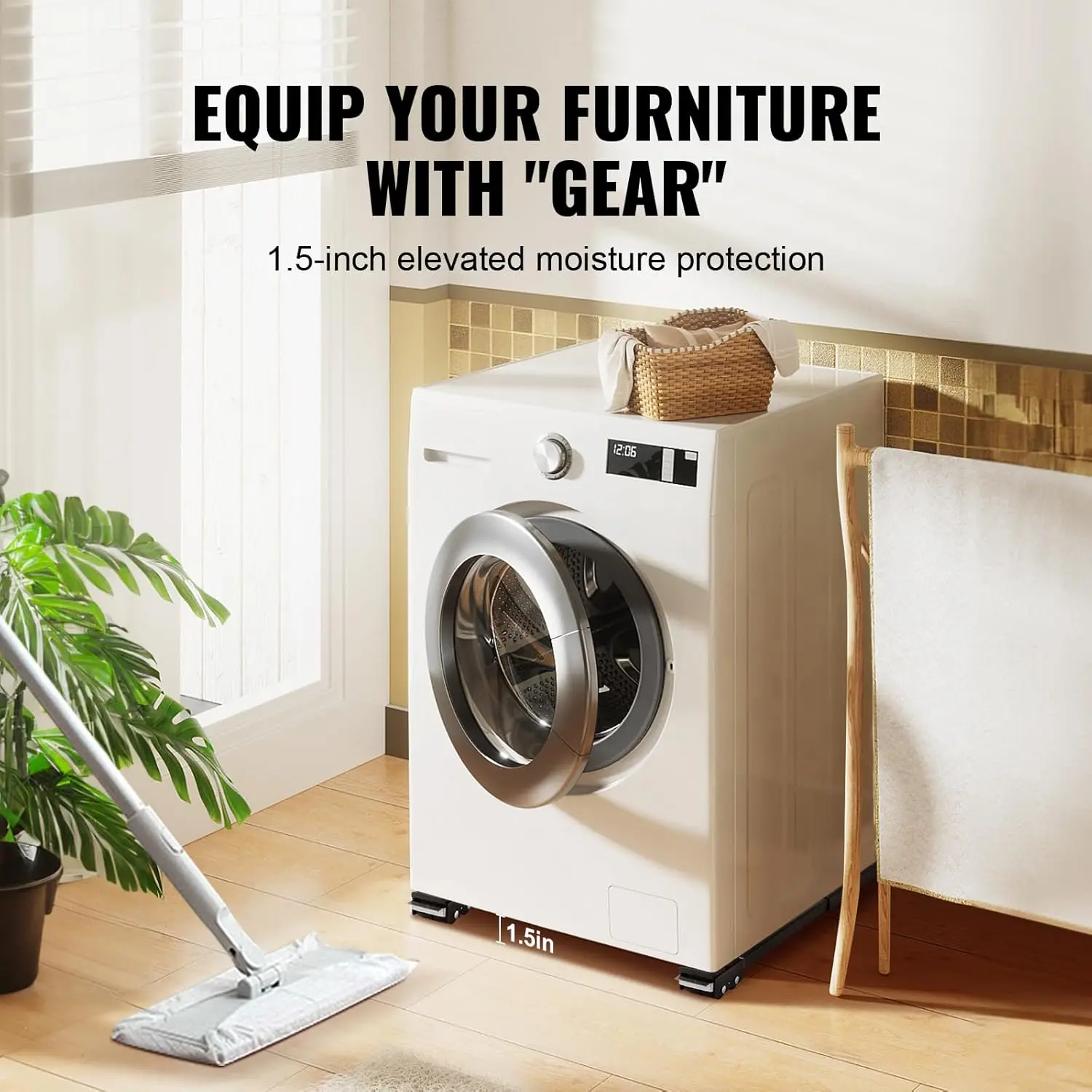 Heavy Duty Furniture Appliances Rollers, 660 lbs Total Load, Extendable Appliance Rollers Mobile Washing Machine Base