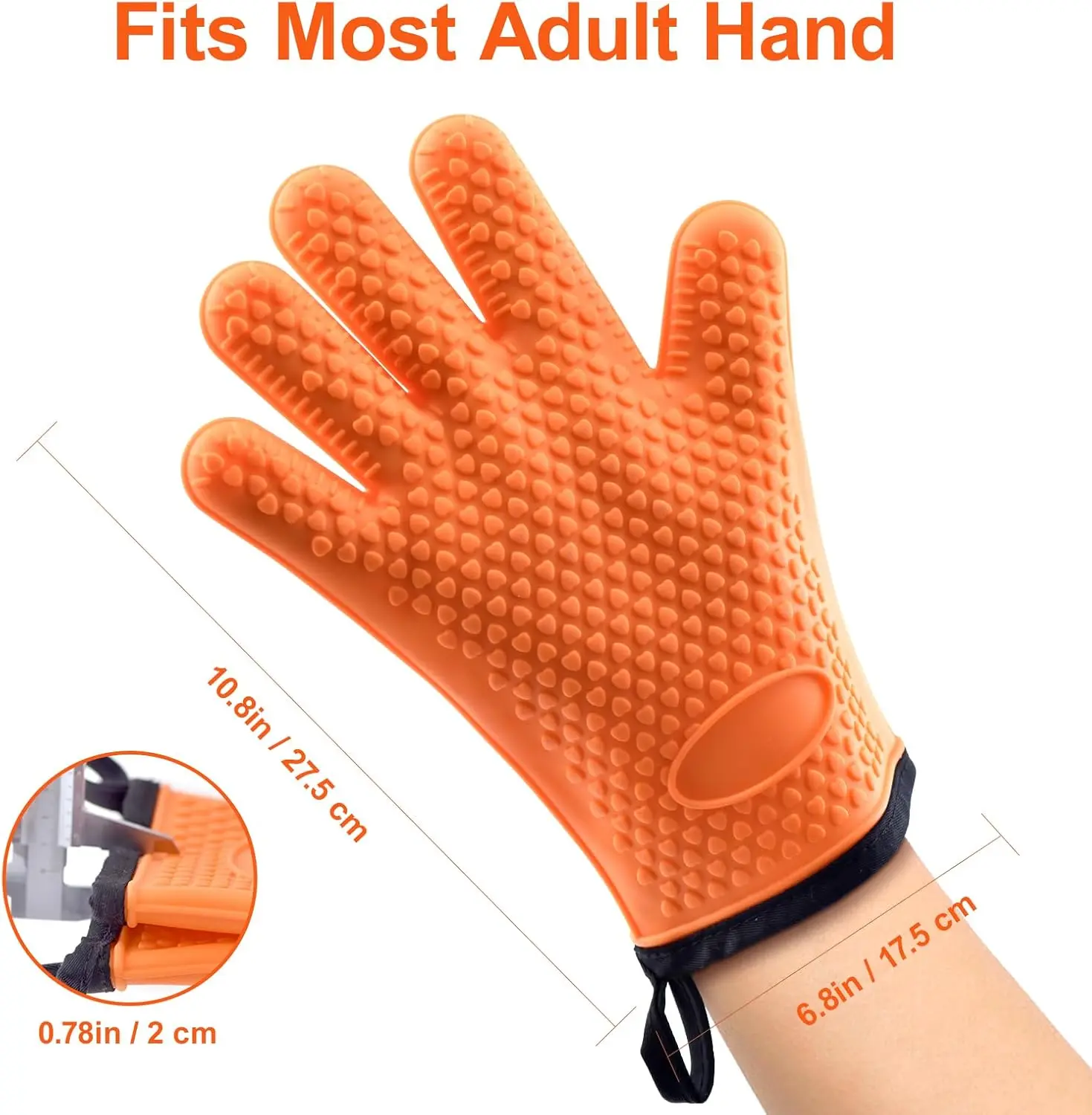 Silicone Smoker Oven Gloves, Non-Slip Heat Resident BBQ Grill Gloves with Fingers, Waterproof & Hangable Design