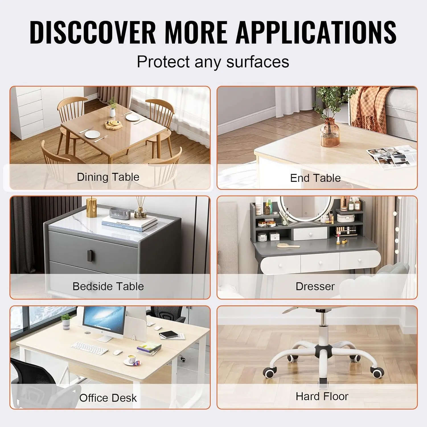 Clear Table Cover Protector, 12" x 12"/305 x 305 mm, 1.5 mm Thick PVC Plastic Tablecloth, Waterproof Desktop Protector