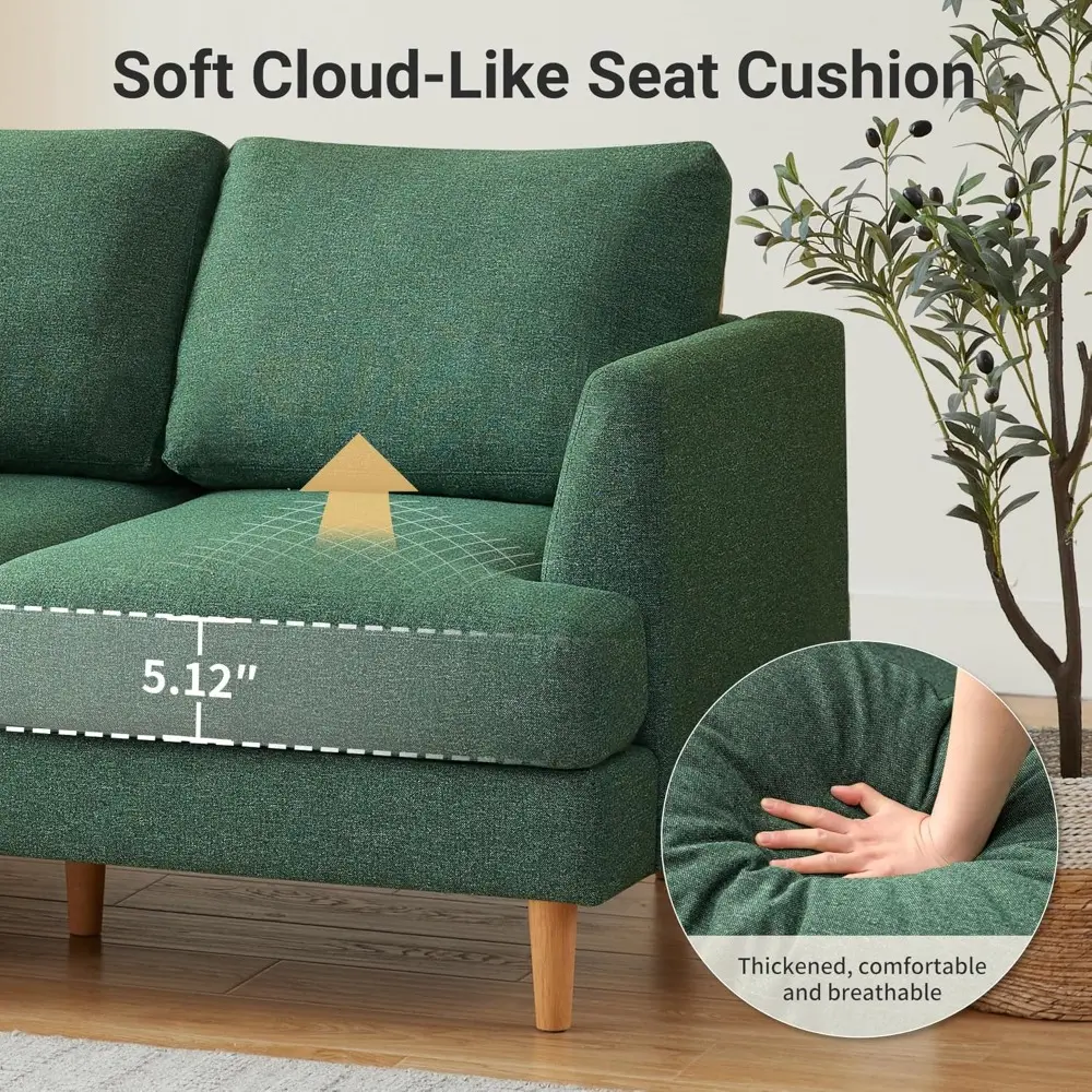 loveseat sofa 56" mid century modern small couches for small spaces love seat with 2-seat upholstered cushion sofa couches for b