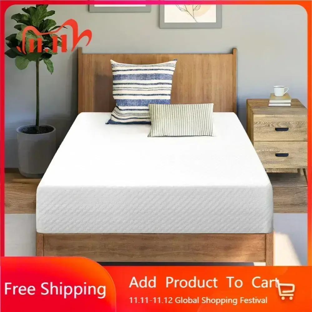 10 Inch Twin Cooling Gel Memory Foam Medium Firm Mattress Cool Sleep Pressure Relief CertiPUR-US Certified Foam, Mattress-in-a-
