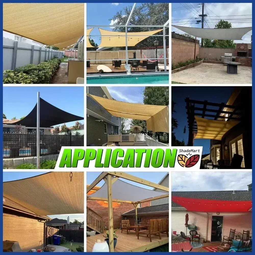 9' x 21' White Sun Shade Sail UPF50 Rectangle SMTAPS12 Canopy Fabric Cloth Screen, Water and Air Permeable & UV Resistant, Heav