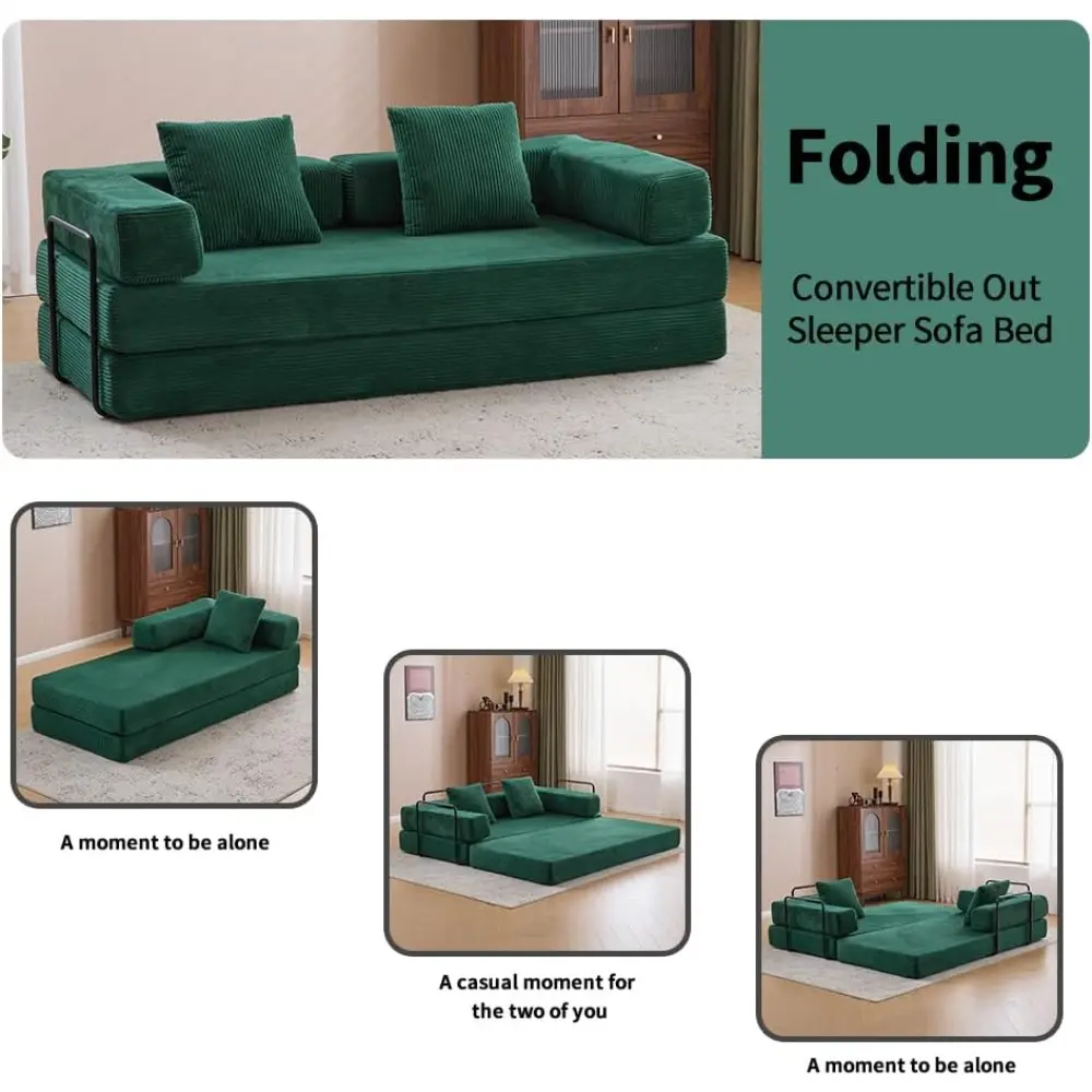 convertible sofa bed with armrests and fixed frame for lounge comfort