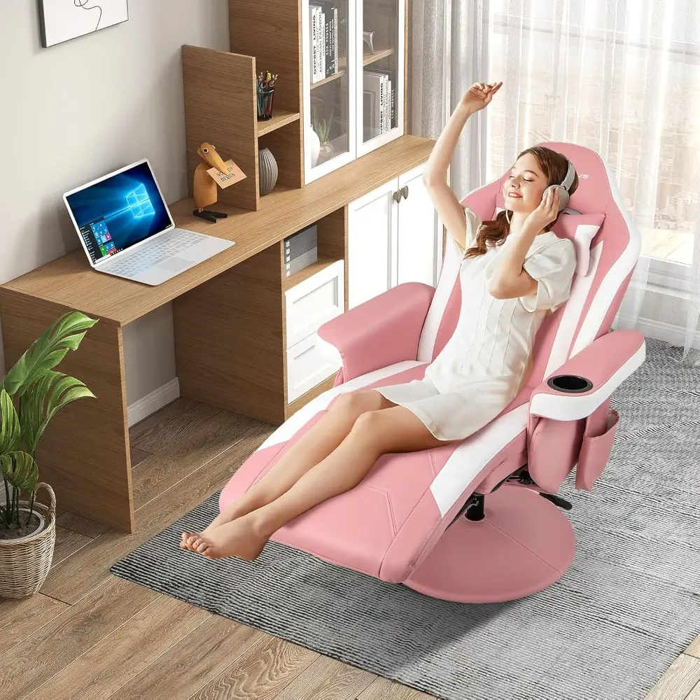 ergonomic massage gaming recliner with adjustable cup holder and footrest for home theater and living room comfort