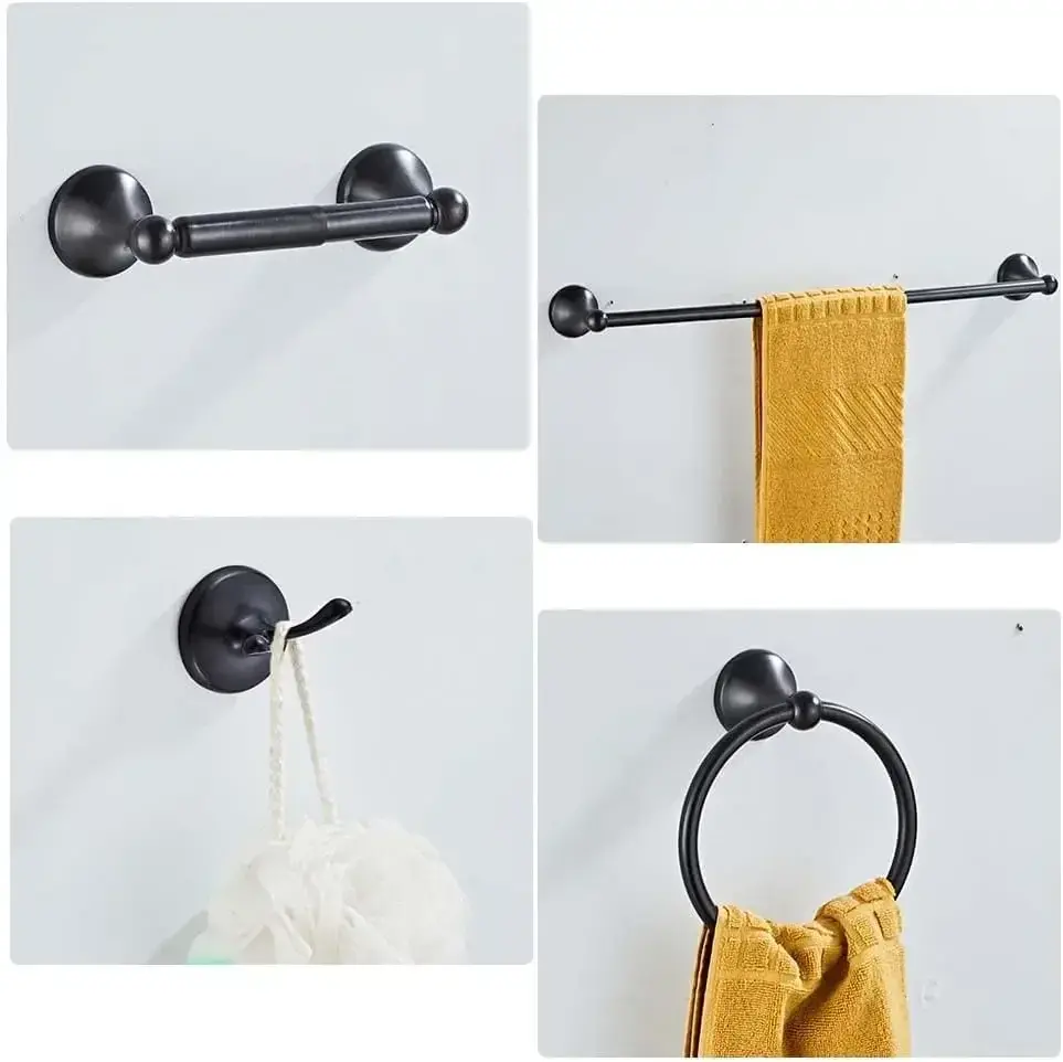 8 Piece Bathroom Accessory Set(Adjustable Towel Bar, Towel Ring, Toilet Paper Holder,Towel Robe Hook), Wall Mounted Bathroom