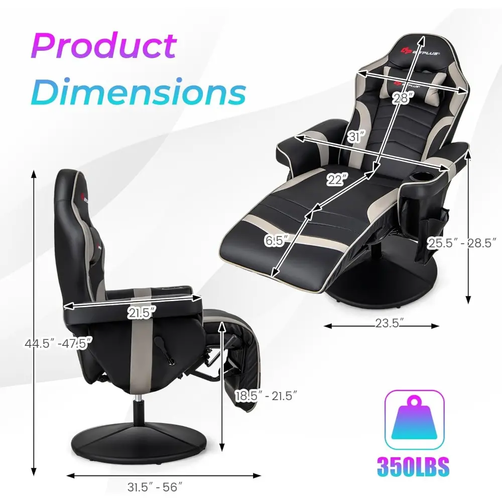 ergonomic adjustable massage gaming recliner with cup holder and footrest for home theater and living room
