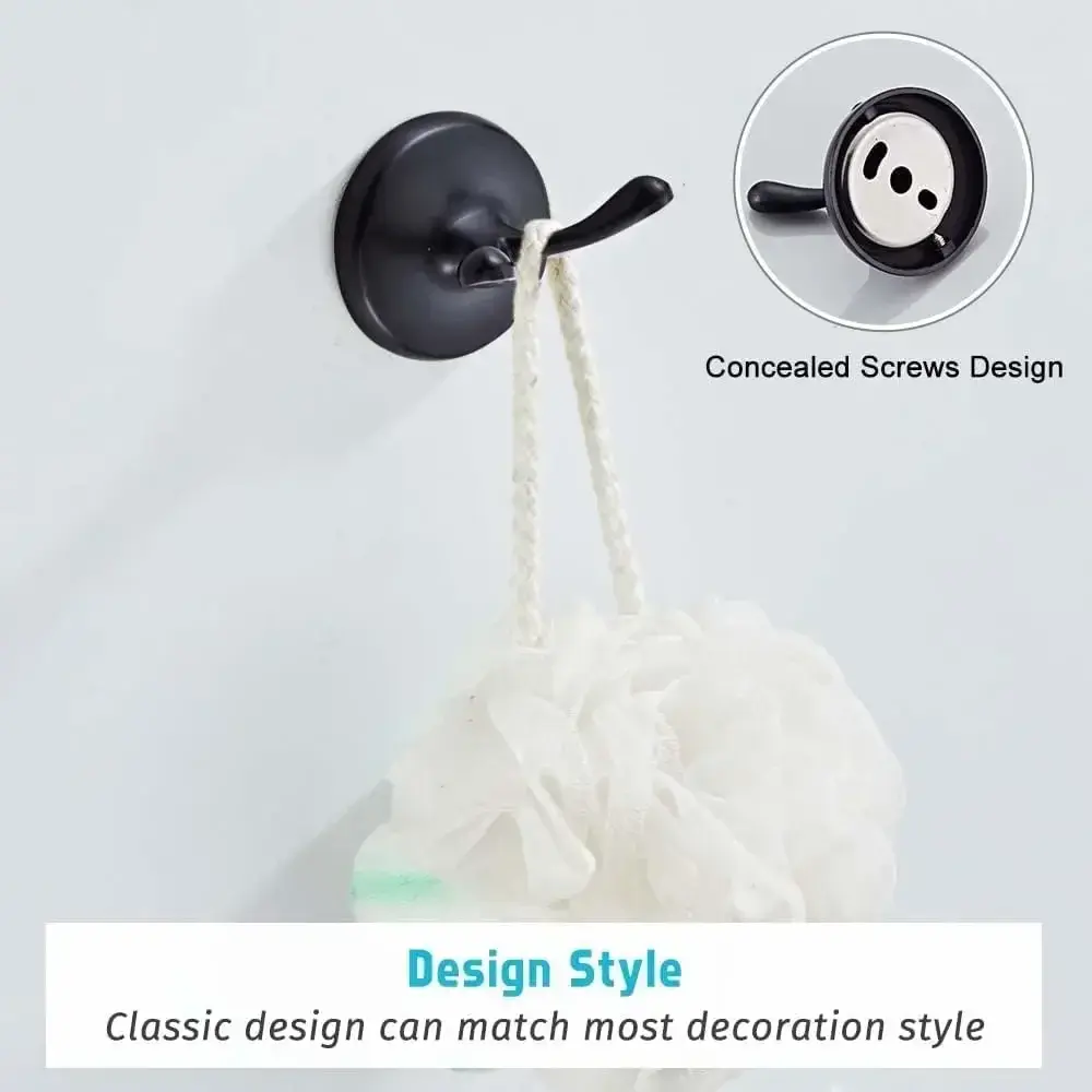 8 Piece Bathroom Accessory Set(Adjustable Towel Bar, Towel Ring, Toilet Paper Holder,Towel Robe Hook), Wall Mounted Bathroom