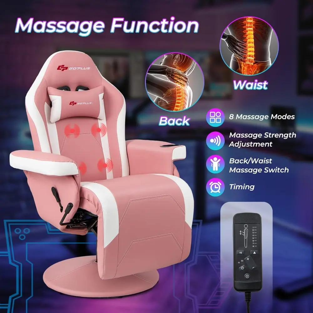 ergonomic massage gaming recliner with adjustable cup holder and footrest for home theater and living room comfort
