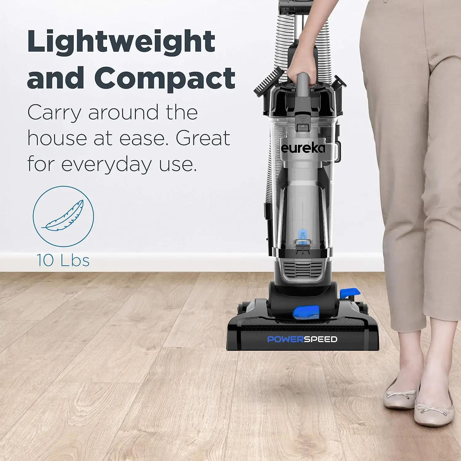 Lightweight Upright Vacuum Cleaner for Carpet and Hard Floor, Powerful Bagless Upright Vacuum Cleaner for Home Pets, Blue