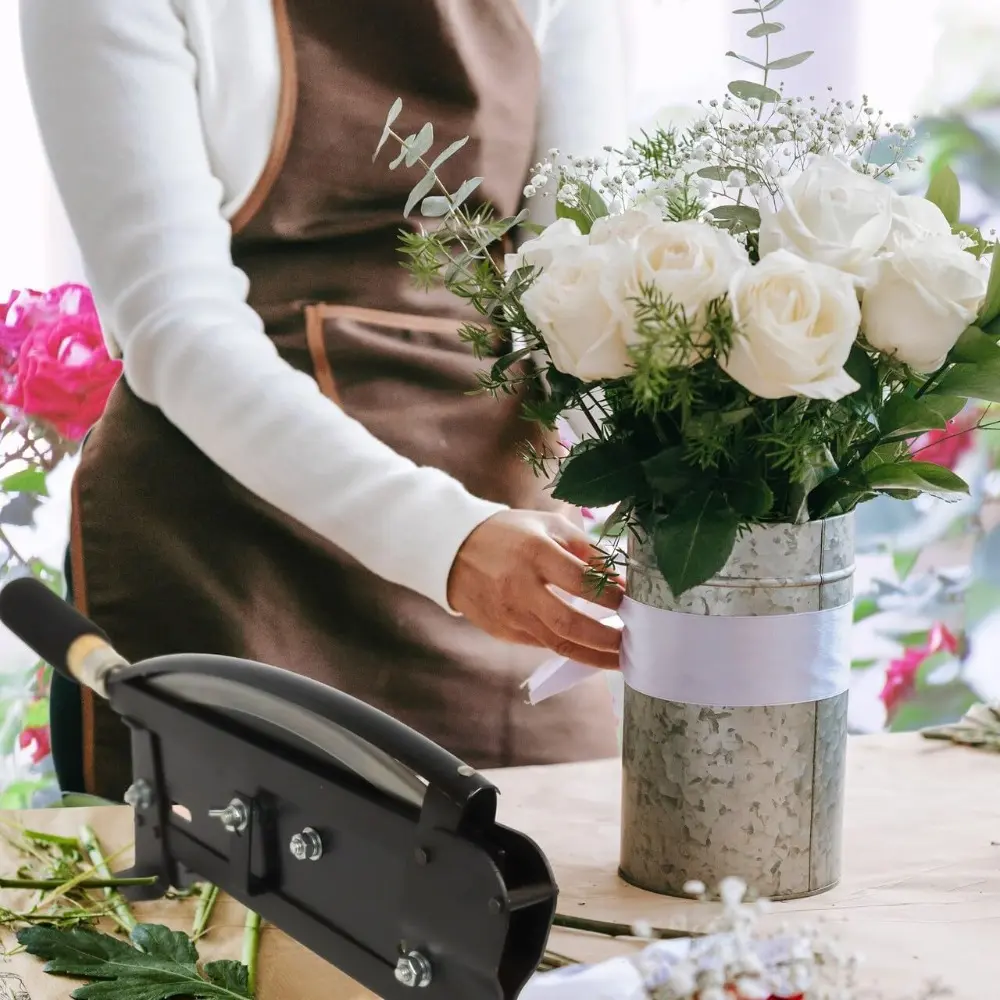 Fresh Flower Stem Cutter - 14-Inch Heavy Duty Blade w/Safety Latch, Table Mountable - Easy to Use Commercial Grade Floral Tool f